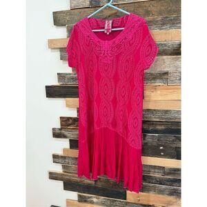 Johnny Was bright pink midi dress sz L
